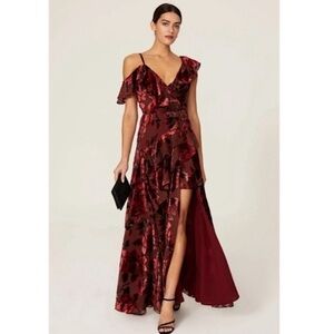 Hutch New! Romantic Velvet Floral Maxi Wrap Dress